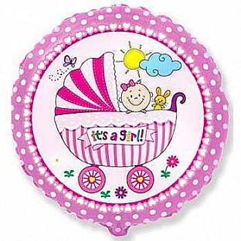 Куля повітряна 18" Візочок і малюк Дівчинка Ф, 1202-2145