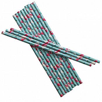 Трубочка для коктейля бумажная "Фламинго", 12 ед, 1502-3881