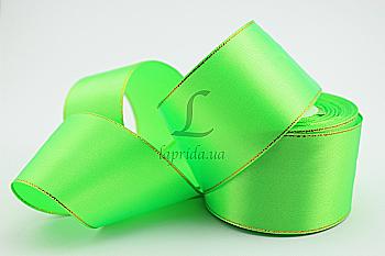 Стрічка атлас з краєм 50 мм-23 м, 137, салатова