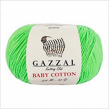Пряжа Baby Cotton №3427 салатний бавовна 60% акрил 40% 50гр 165 м Пряжа Baby Cotton №3427 салатний бавовна 60% акрил 40% 50гр 165 м