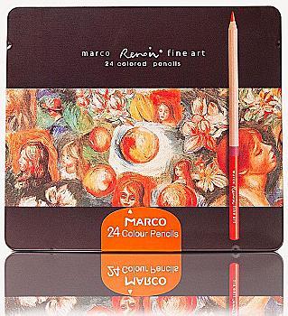Олівці 24 кол. FineArt кедр в метал. пеналі FineArt-24TN, Marco Олівці 24 кол. FineArt кедр в метал. пеналі FineArt-24TN, Marco