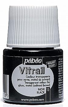 Фарба лакова по склу та металу Vitrail 45 мл прозора, чорна, 050-015 ТМ "Pebeo" Фарба лакова по склу та металу Vitrail 45 мл прозора, чорна, 050-015 ТМ "Pebeo"