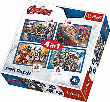 Пазл "4 в 1" - Бесстрашные мстители, Disney Marvel The Avengers, Trefl, 34310 Пазл "4 в 1" - Бесстрашные мстители, Disney Marvel The Avengers, Trefl, 34310