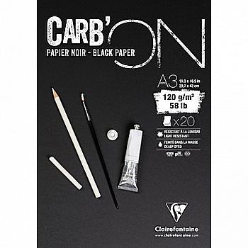 Склейка д/пастелі А3 Carb`On, 20 арк. (120 г/м2), чорний папір, 975040C Clairefontaine Склейка д/пастелі А3 Carb`On, 20 арк. (120 г/м2), чорний папір, 975040C Clairefontaine