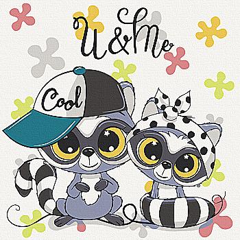 Набір для розпису по номерах 30*30 см "Круті єноти", 15535-AC