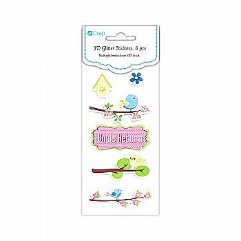 Наклейки 3D с глиттером - Возвращение птиц (6 шт.), DPNB-048 DpCraft