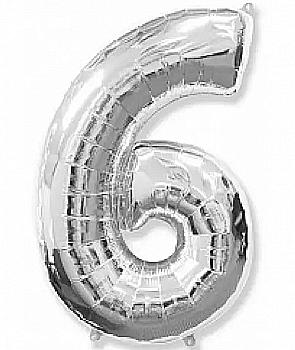 Куля повітряна Цифра 6 срібло Ф, 1207-3274