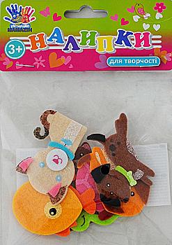 Наклейки для творчества "Животные", войлок 6 шт/уп, 951225