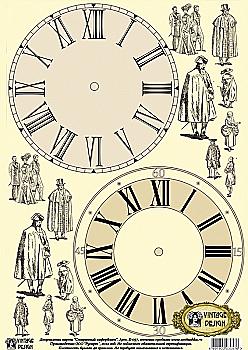 Карта декупажная А3 Старинный циферблат, 40 г/м², Е 057 Vintage Design Карта декупажная А3 Старинный циферблат, 40 г/м², Е 057 Vintage Design