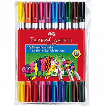 Фломастери 10 кол. Fibre tip двосторонні в карт. коробці, 151110 Faber-Castell Фломастери 10 кол. Fibre tip двосторонні в карт. коробці, 151110 Faber-Castell