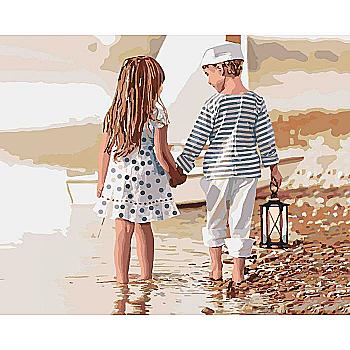 Картина по номерам 40*50 см Дети "Дружба", КНО2328