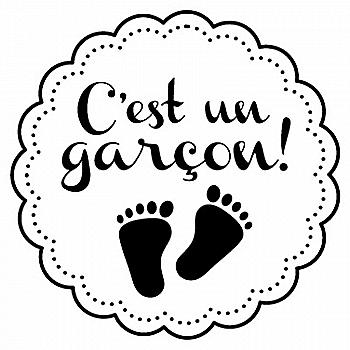 Штамп дерев`яний d=3,5 см Народження "C`est un garson!/Це э хлопчик!", 10004182 ТМ "Artemio"