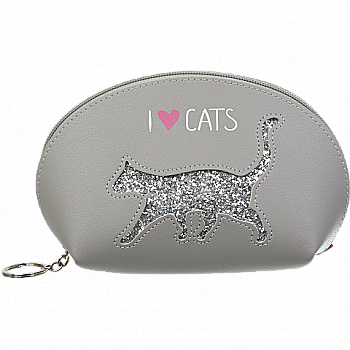 Пенал плоский "Cat lover", серый с изображением кота из блесток, 21*12*8 см, ZB.702204 Пенал плоский "Cat lover", серый с изображением кота из блесток, 21*12*8 см, ZB.702204