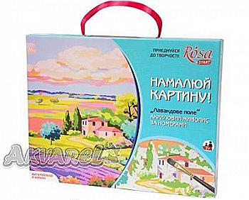 Outlet Набір, техніка акриловий живопис за номерами, "Лавандове поле", ROSA Start/1007783