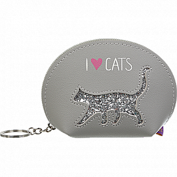 Кейс для монет плоский "Cat lover", серый с изображением кота из блесток, 12,5*8,5*4,5 см, ZB.702203 Кейс для монет плоский "Cat lover", серый с изображением кота из блесток, 12,5*8,5*4,5 см, ZB.702203
