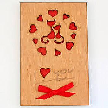 Дерев`яна листівка "Закохані котики", ОТ14