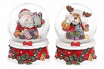 Куля водяна Санта/Олень з подарунками 9 см, 559-357