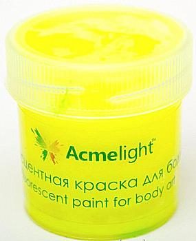 Фарба для боді-арту флуоресцентна, 20 мл, жовта, AcmeLight Фарба для боді-арту флуоресцентна, 20 мл, жовта, AcmeLight