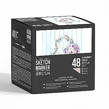 Набір маркерів SketchMarker Brush Shabby Chic style - Шеббі Шик 48 шт. (пласт. кейс), SMB-48SHABB