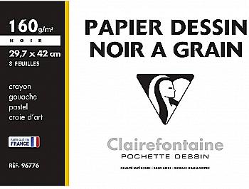 Папка для пастели А3 Noir a Grain, 8 л. (160 г/м2), чёрная бумага, 96776C Clairefontaine Папка для пастели А3 Noir a Grain, 8 л. (160 г/м2), чёрная бумага, 96776C Clairefontaine