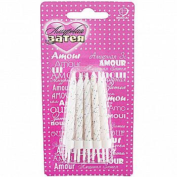 Свічки д/торту з підст. блиск. білі 10 од., 1502-1154