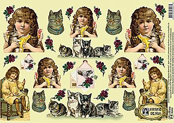 Карта декупажна А3 Кращі друзі дівчат, 40 г/м², Е 007 Vintage Design