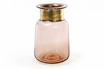 Ваза стеклянная 20 см, янтарное стекло с медью, 591-202