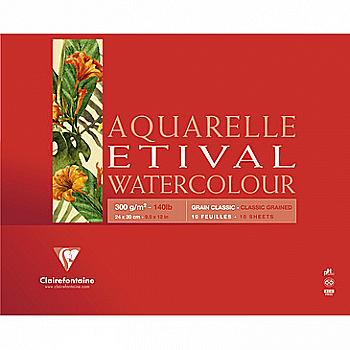 Склейка для акварели 24*30 см Etival WaterColor 10 л. (300 г/м2) с 4-х сторон, классическое зерно, 96396C Склейка для акварели 24*30 см Etival WaterColor 10 л. (300 г/м2) с 4-х сторон, классическое зерно, 96396C