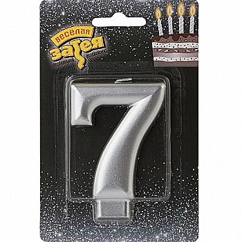 Свічка-цифра "7" Срібло, 8 см, 1502-4597 Свічка-цифра "7" Срібло, 8 см, 1502-4597