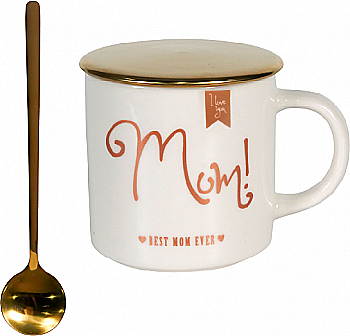 Чашка Westhill For Mom с крышкой и ложкой, 360 мл, белая, MCO21-142 Limited Edition Чашка Westhill For Mom с крышкой и ложкой, 360 мл, белая, MCO21-142 Limited Edition