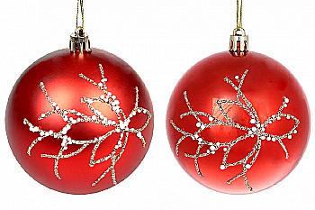 Куля ялинкова 8 см, яскраво червоний з золотим, 898-179 Куля ялинкова 8 см, яскраво червоний з золотим, 898-179