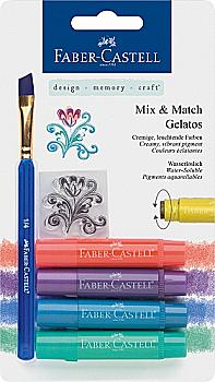 Крейда гелева Gelatos 4 кол. +пензлик+трафарет (відтінки металік), 121806 Faber-Castell
