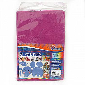 Фетр листовий А4 SOFT 170GSM 1,2 мм темно-рожевий, SQ170-002