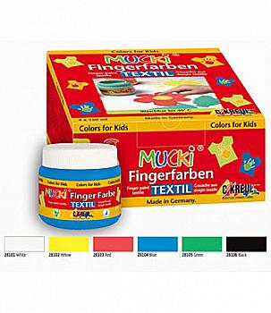 Набор пальчиковых красок  MUCKI TEXTIL (4цвх150мл), KR-28400