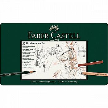 Набір графітний PITT Monochrome 33 предм. в метал. коробці, 112977 Faber-Castell Набір графітний PITT Monochrome 33 предм. в метал. коробці, 112977 Faber-Castell