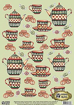 Карта декупажна А3 Зелений сервіз, 40 г/м², Е 086 Vintage Design