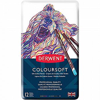 Набір кольорових олівців Coloursoft, 12шт., мет. коробка, Derwent Набір кольорових олівців Coloursoft, 12шт., мет. коробка, Derwent