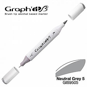 Маркер двухсторонний Brushmarker, Нейтральный серый 5 (9505), GI89505 Graph`it Маркер двухсторонний Brushmarker, Нейтральный серый 5 (9505), GI89505 Graph`it