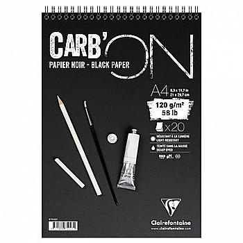 Альбом для пастели А4 Carb'On на спирали, 20 л. (120 г/м2), чёрная бумага, 975043C Clairefontaine Альбом для пастели А4 Carb'On на спирали, 20 л. (120 г/м2), чёрная бумага, 975043C Clairefontaine