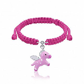 Браслет плетеный "Пегас", розовый, 419554500611