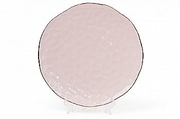 Тарілка керамічна 21,5 см, рожева з золотом, 945-185