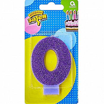 Свічка-цифра "0" Глітер, 8 см, 1502-4645