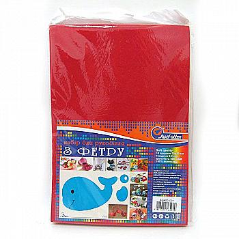 Фетр листовий А4 SOFT 400GSM 2,2 мм червоний, SQ400-001