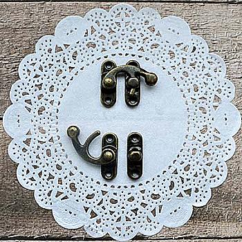 Замок металлический с крючком, бронза, 25 мм, 2 комп, HY015161