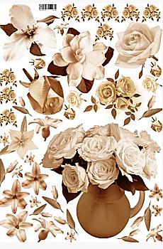 Декупажна карта 29,5*42 Квіти (сепія)