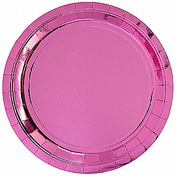 Тарелка фольгированная розовая, 23 см 6 ед., 1502-4856