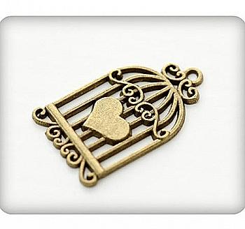 Набір металевих підвісок Клітка з серцем 32*19мм, 10шт