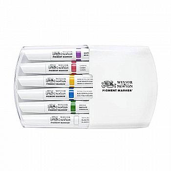 Набір маркерів двосторонніх Pigment marker, Насичені тони 6шт, 0290043 W&N Набір маркерів двосторонніх Pigment marker, Насичені тони 6шт, 0290043 W&N