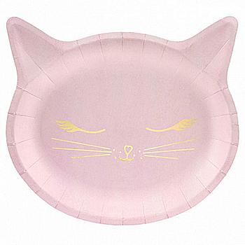 Тарілка Кішка, рожева ф/принт, 22*20 см, 6 од, 3502-3643