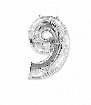 Куля повітряна Цифра 9 срібло Ф, 1207-3277